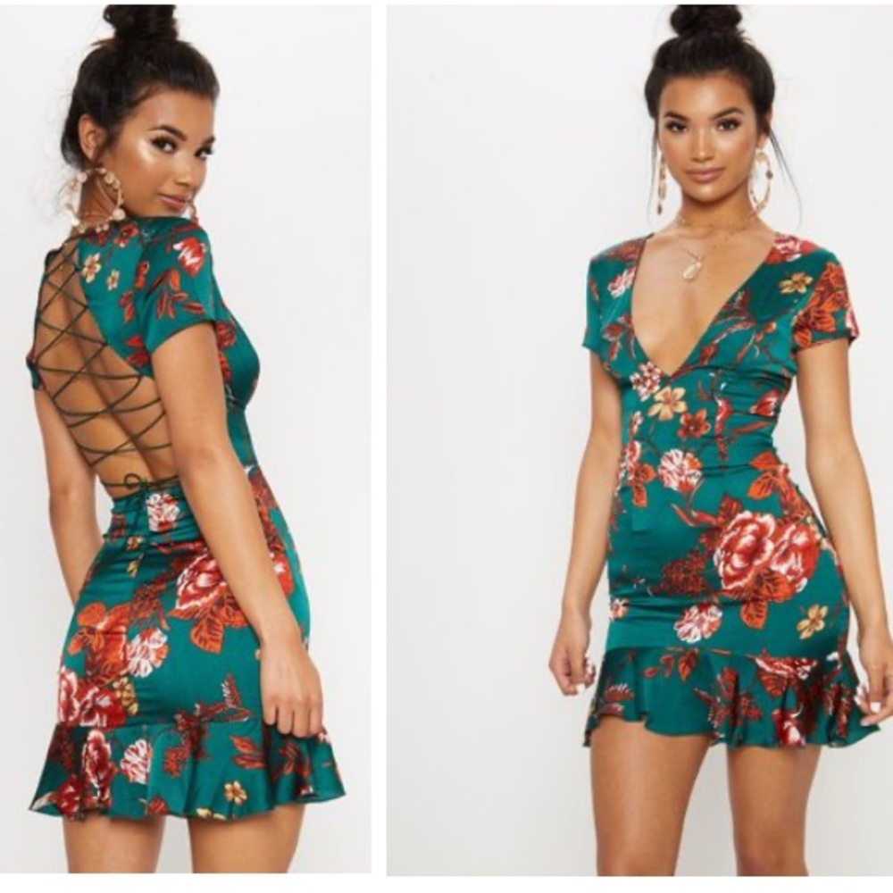 Green floral dress
